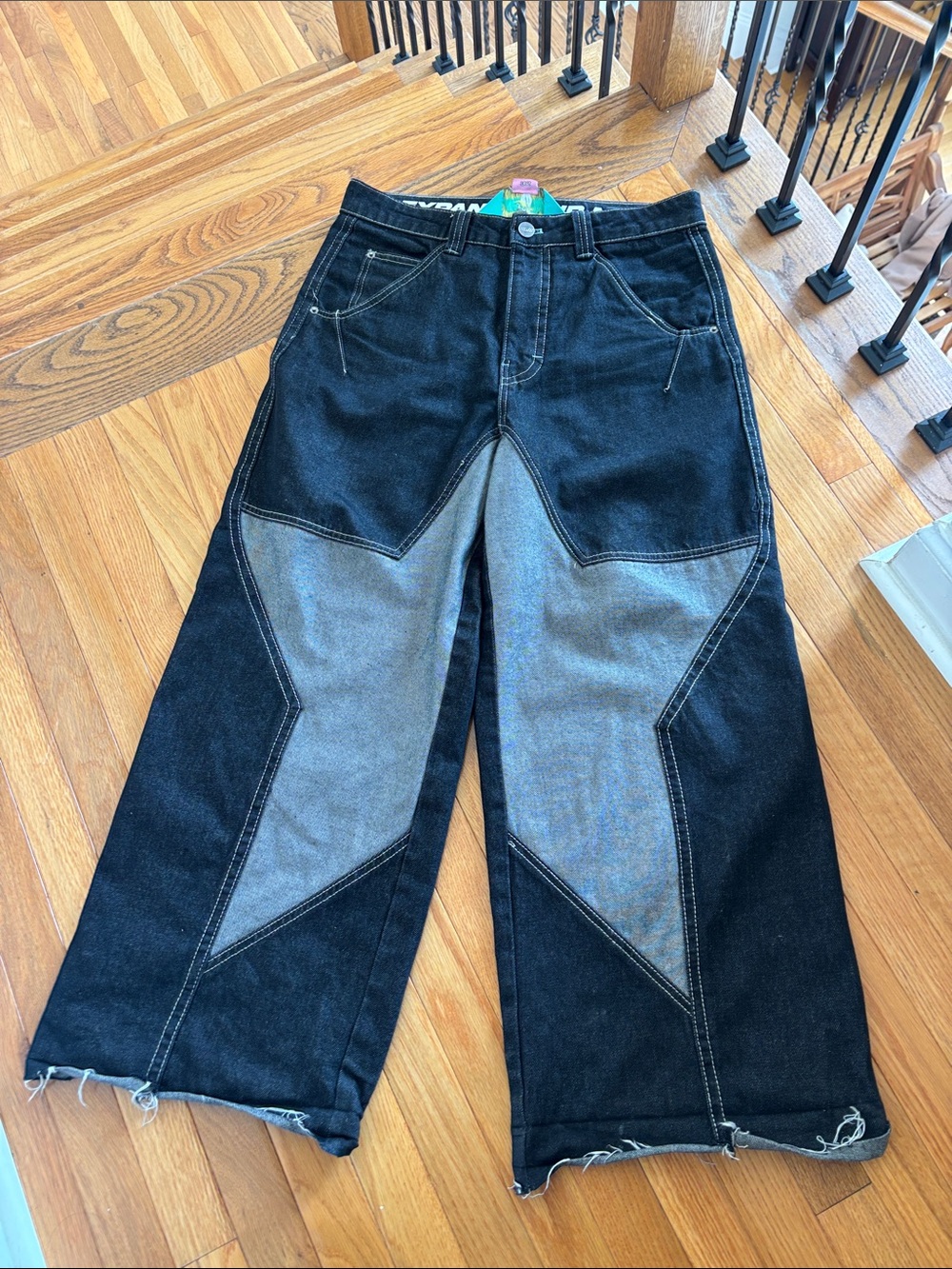Alab Men's Two-Tone Black & Gray Wide-Leg Jeans